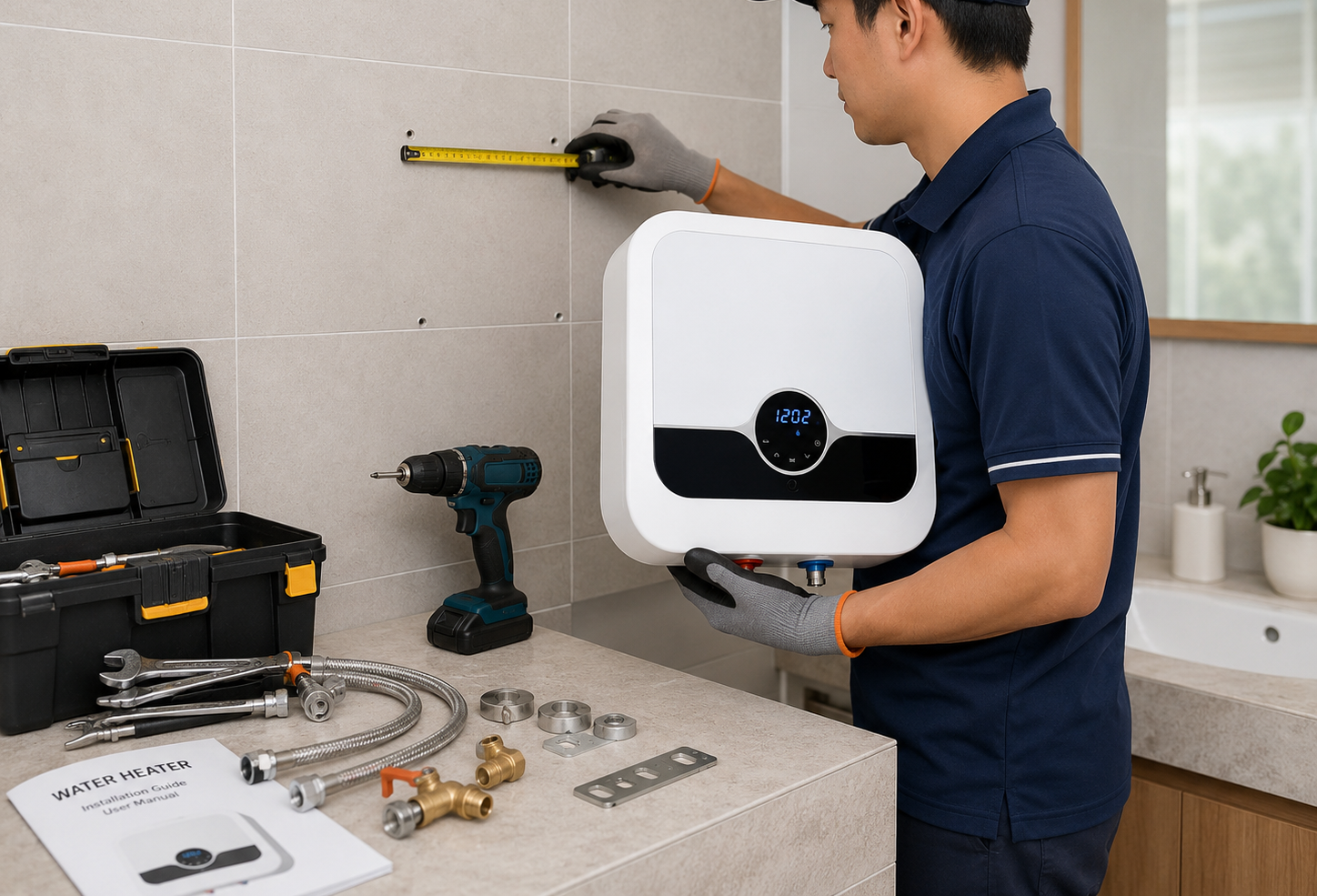 Instalasi water heater di kamar mandi